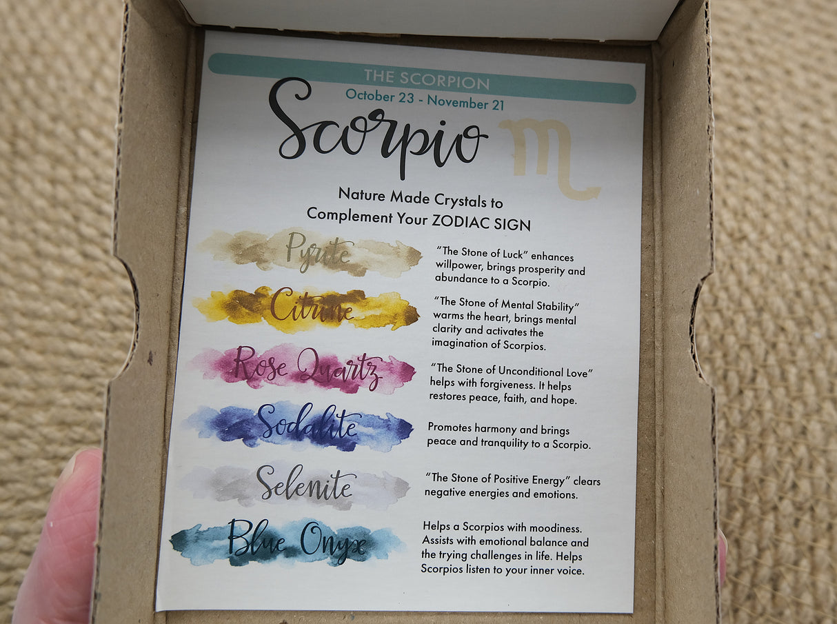 Zodiac Crystal Gift Set | Box of 6 Gemstones That Correspond With Your Zodiac Sign