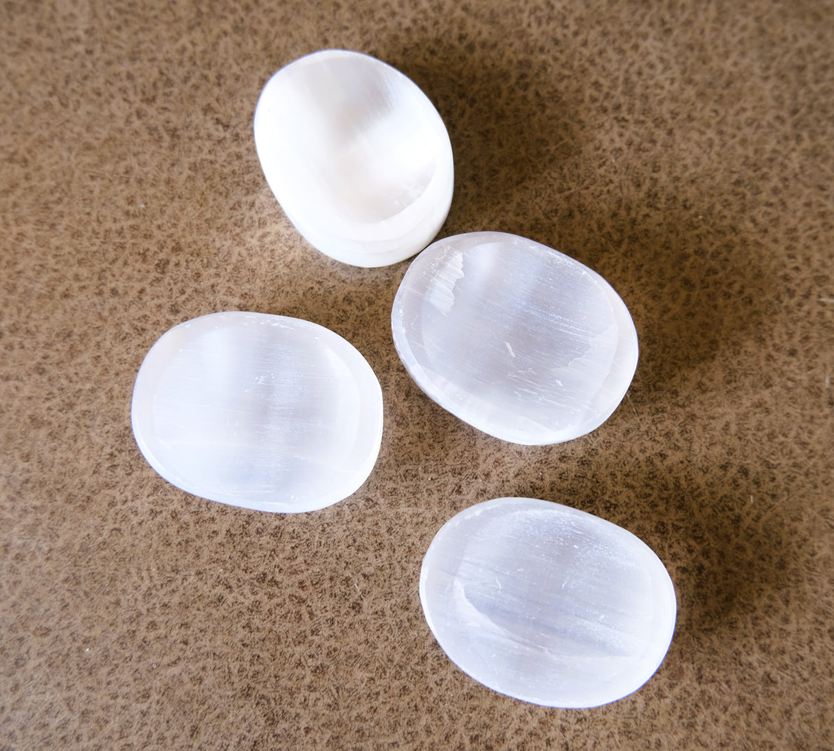 Natural Selenite 1.5 inch Worry Stone