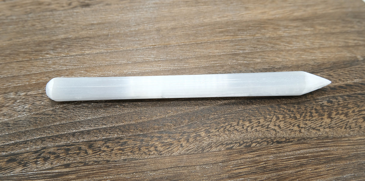 Selenite 6 inch Crystal Wand Point