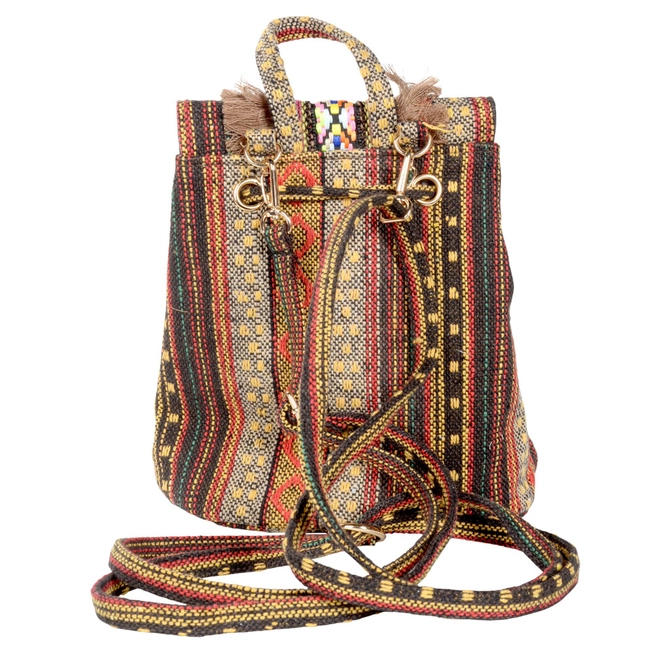 Small Gold Tones Backpack with Fringe | BOHO Backpack