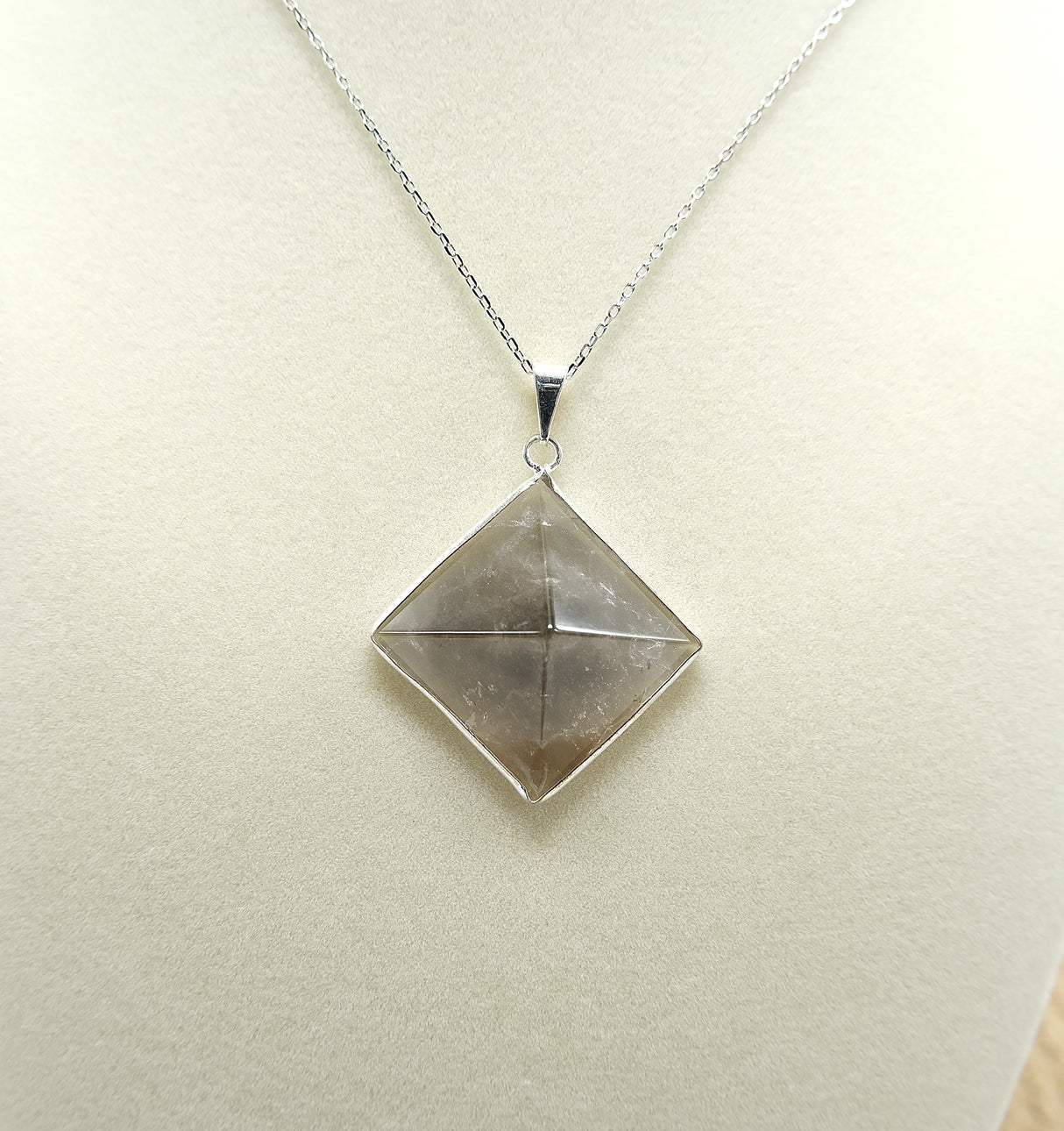 Smoky Quartz Pyramid Pendant Necklace
