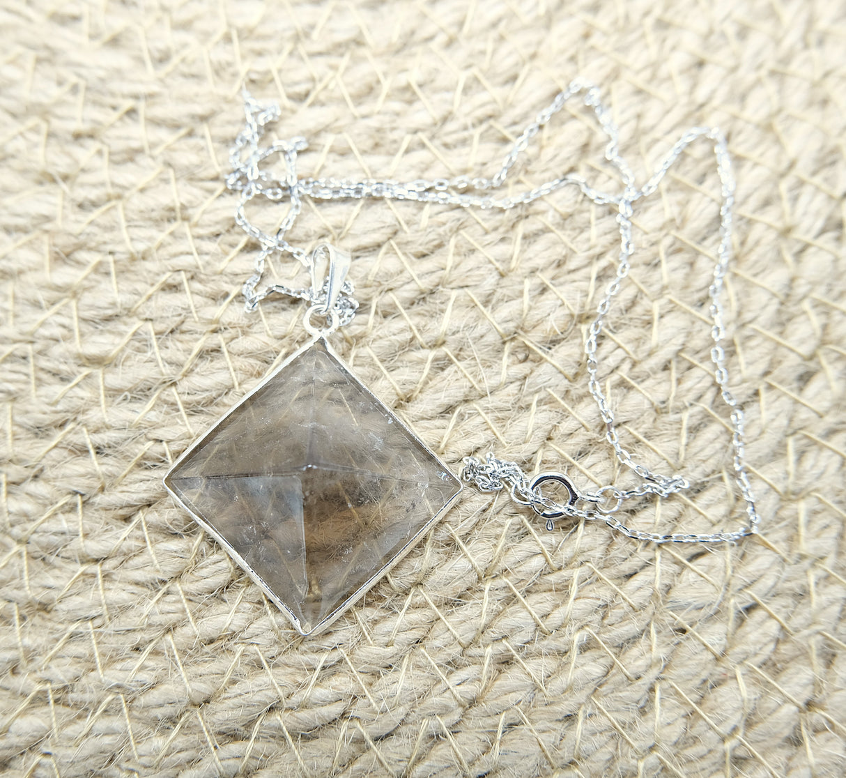 Smoky Quartz Pyramid Pendant Necklace