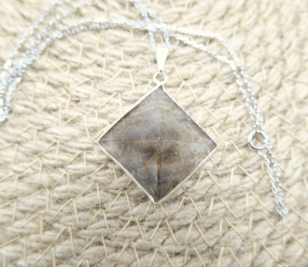 Smoky Quartz Pyramid Pendant Necklace