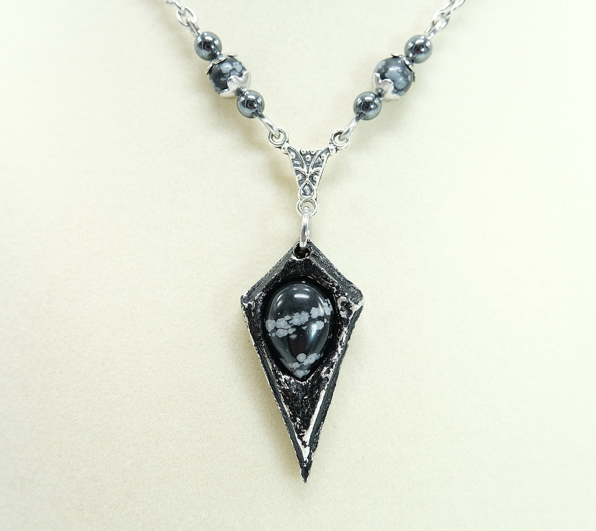 Snowflake Obsidian Pendulum Pendant Necklace