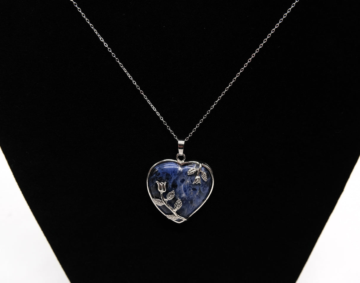 Sodalite Crystal Heart Necklace | Crystal for Communication | Natural Polished Sodalite | Reiki Charged