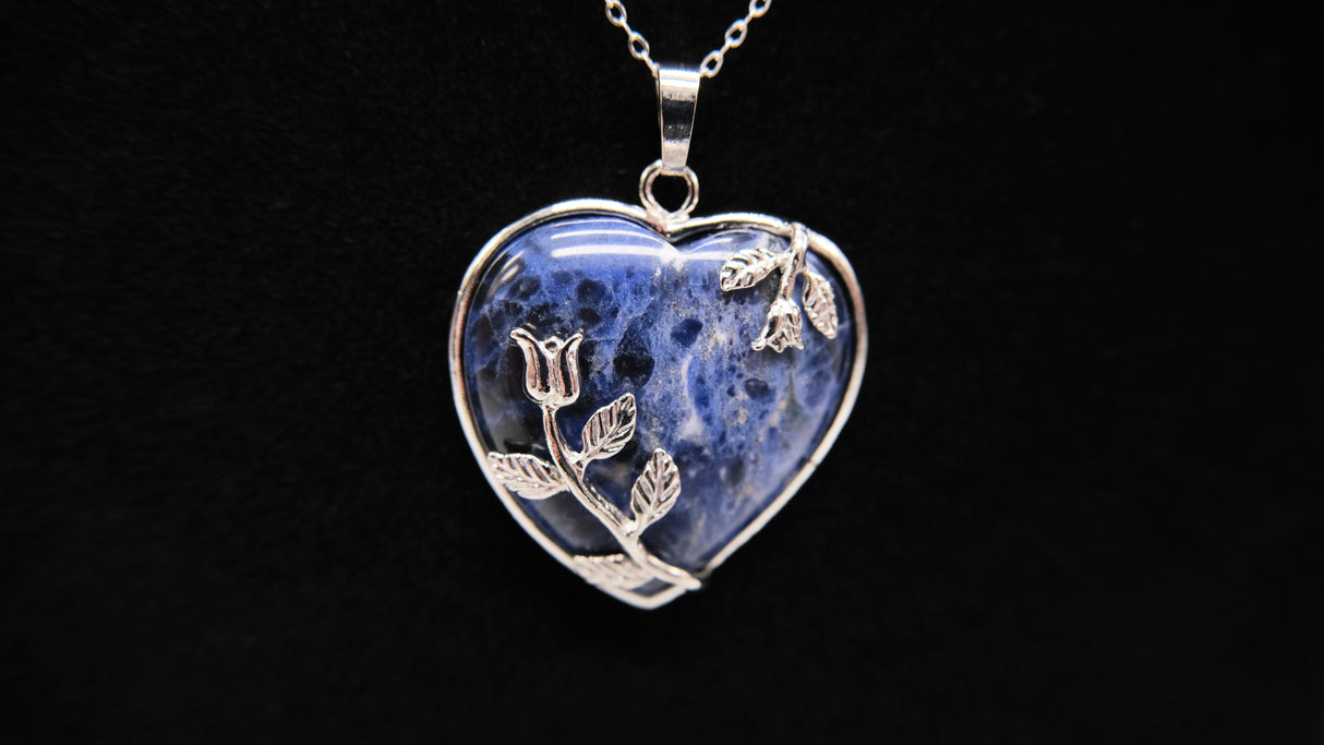 Sodalite Crystal Heart Necklace | Crystal for Communication | Natural Polished Sodalite | Reiki Charged