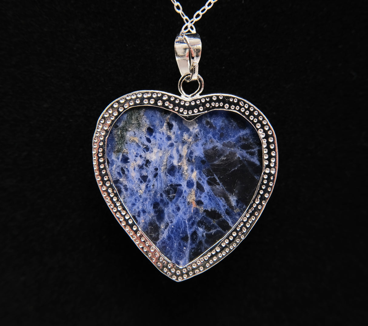 Sodalite Crystal Heart Necklace | Crystal for Communication | Natural Polished Sodalite | Reiki Charged