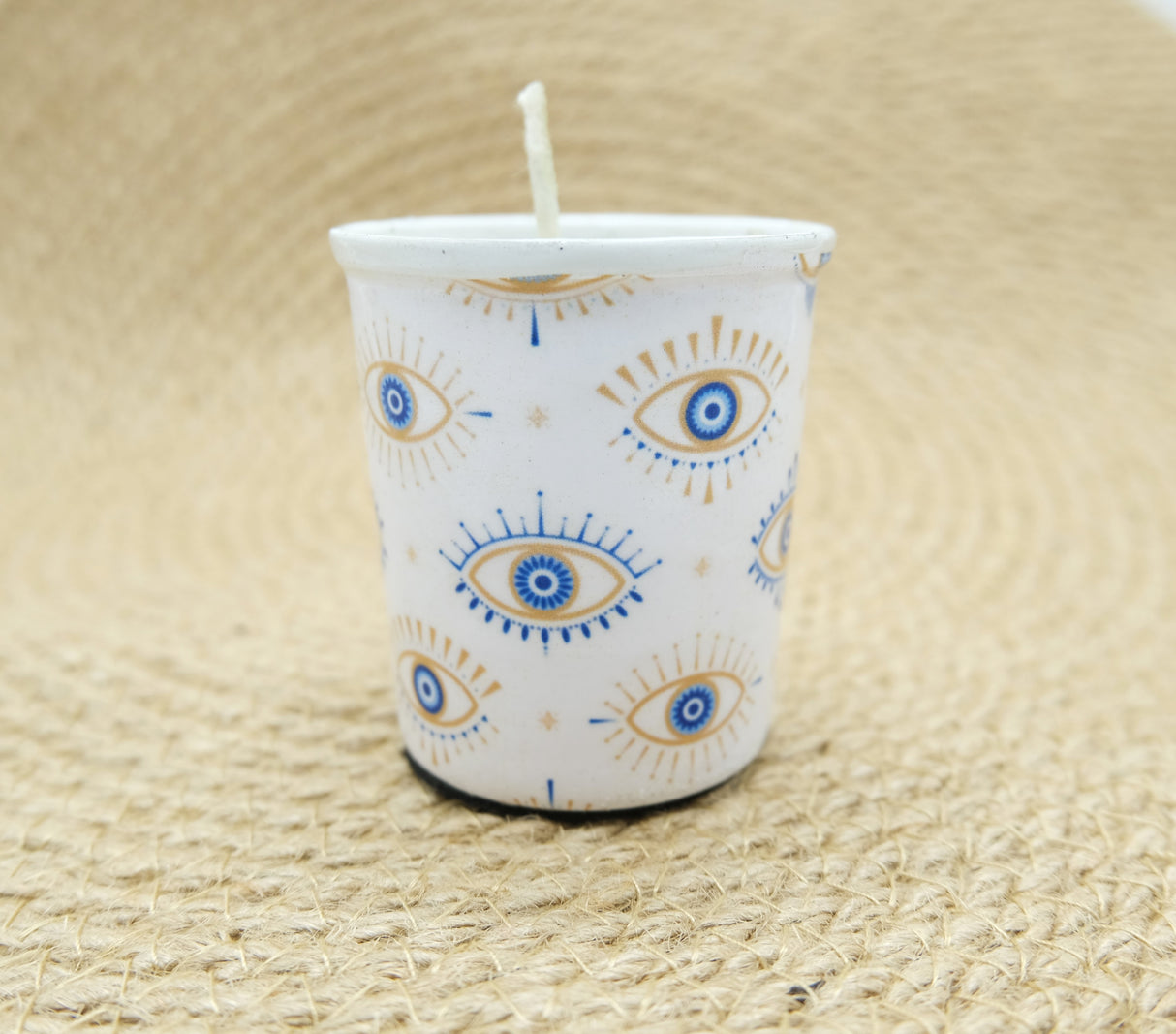 Evil Eye Scented Candle with Herbs and Lapis Lazuli Crystals | Reiki Charged