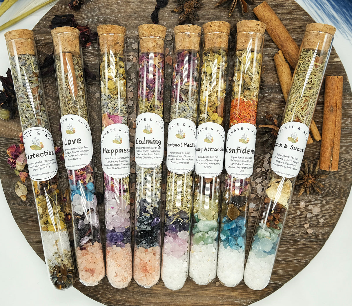 Large Spell Jar Glass Tube - Protection, Luck & Success, Love, Emotional Healing, Happiness, Money, Calming, Confidence