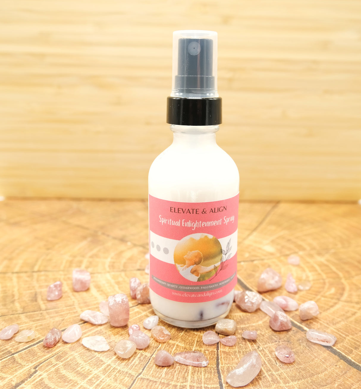 Spiritual Enlightenment Intention Crystal Spray | Ritual Perfume Spray | With Strawberry Quartz Crystals | Smudge Spray | Reiki Charged