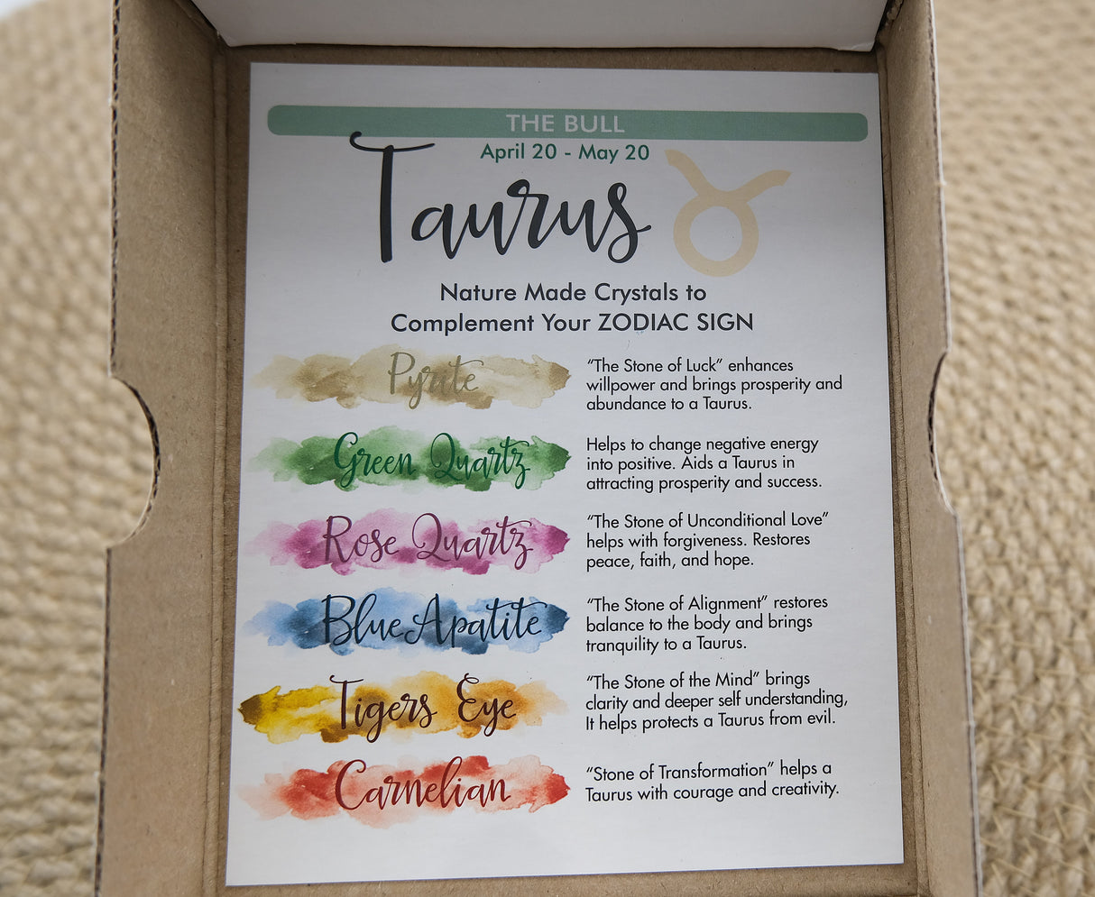 Zodiac Crystal Gift Set | Box of 6 Gemstones That Correspond With Your Zodiac Sign