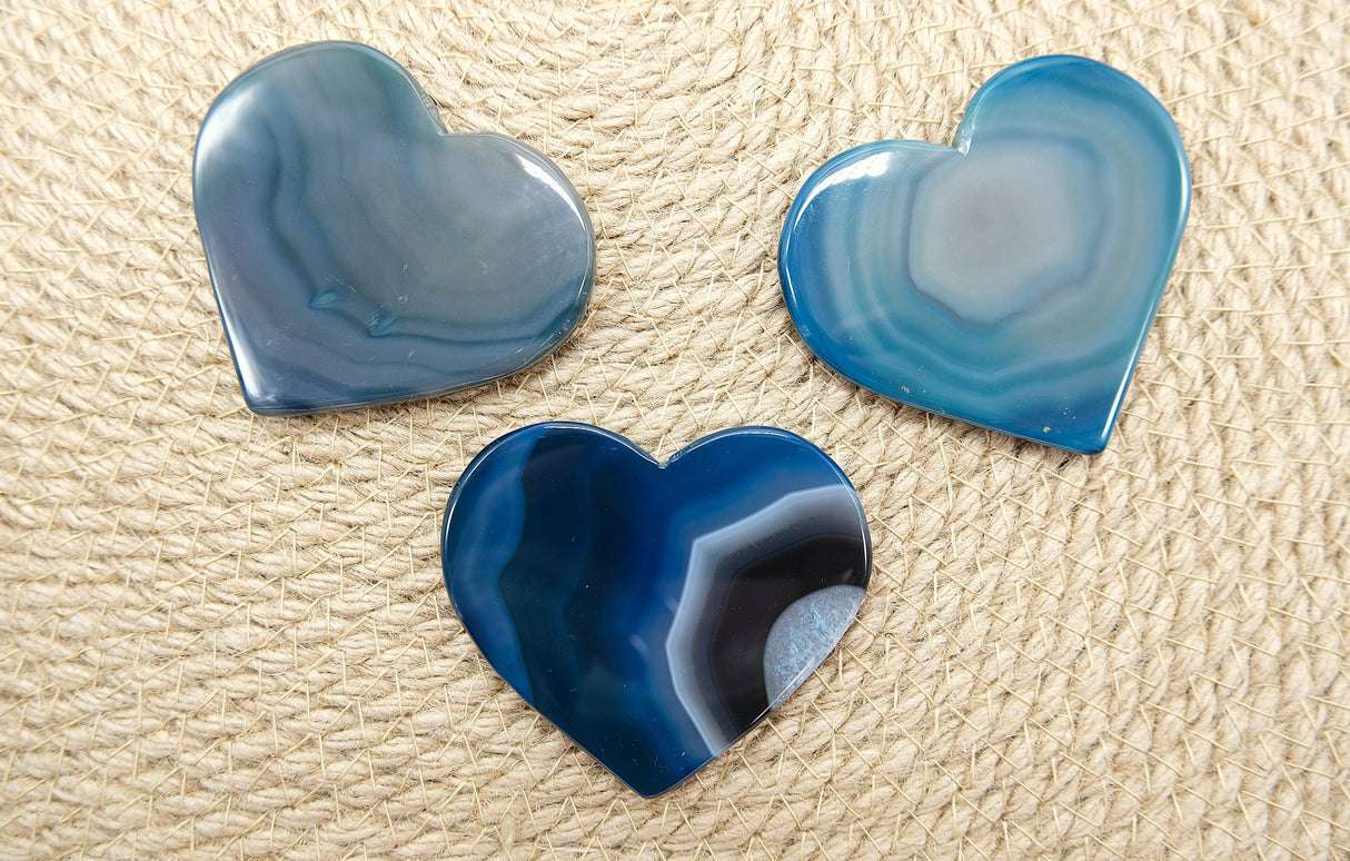 Teal Polished Heart Shaped Agate Slices