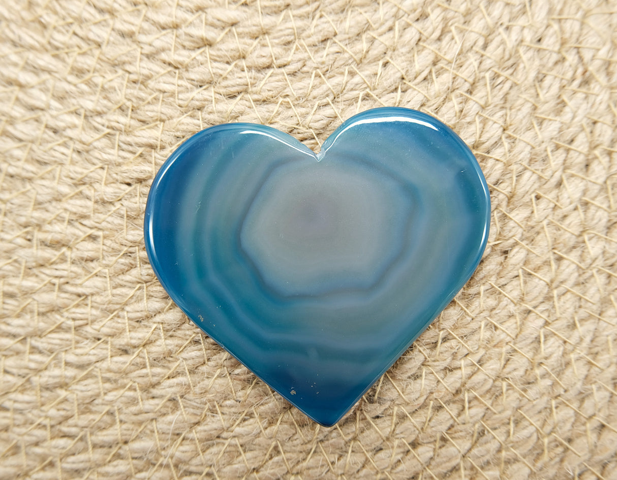 Teal Polished Heart Shaped Agate Slices