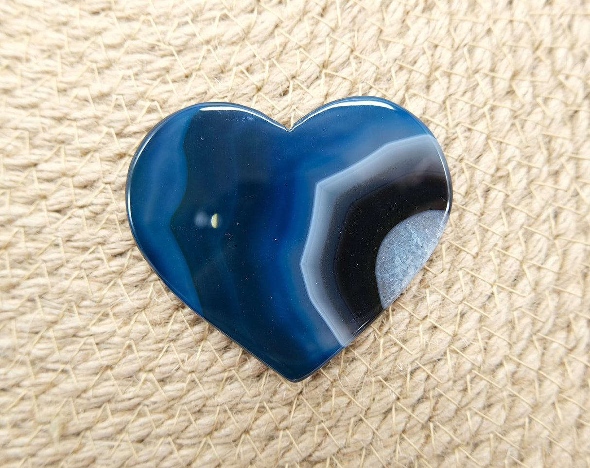 Teal Polished Heart Shaped Agate Slices