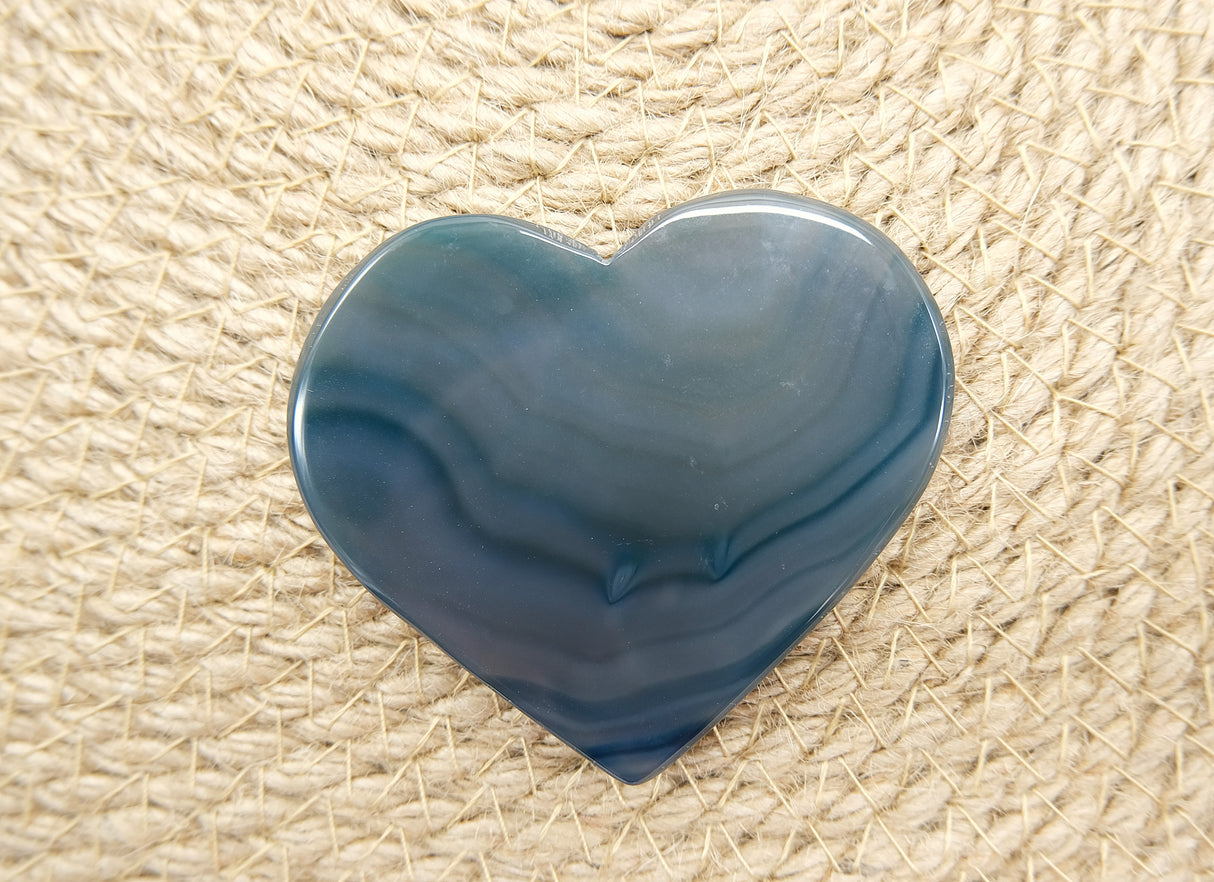 Teal Polished Heart Shaped Agate Slices