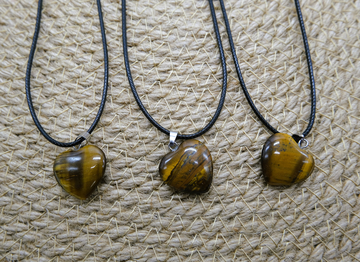 Natural Tiger's Eye Heart Pendant Necklace | Tigers Eye Jewelry