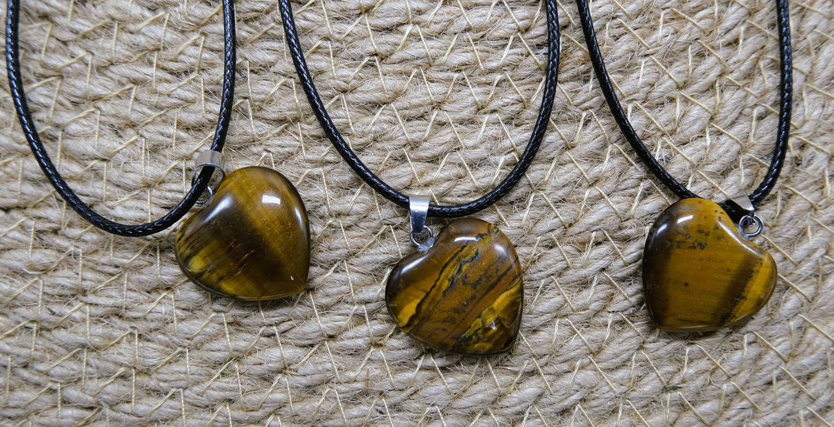Natural Tiger's Eye Heart Pendant Necklace | Tigers Eye Jewelry