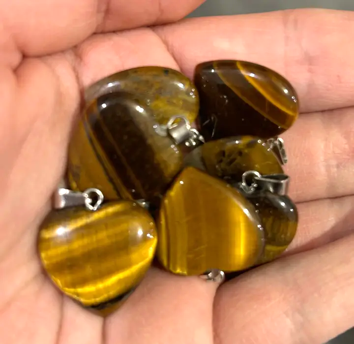 Natural Tiger's Eye Heart Pendant Necklace | Tigers Eye Jewelry