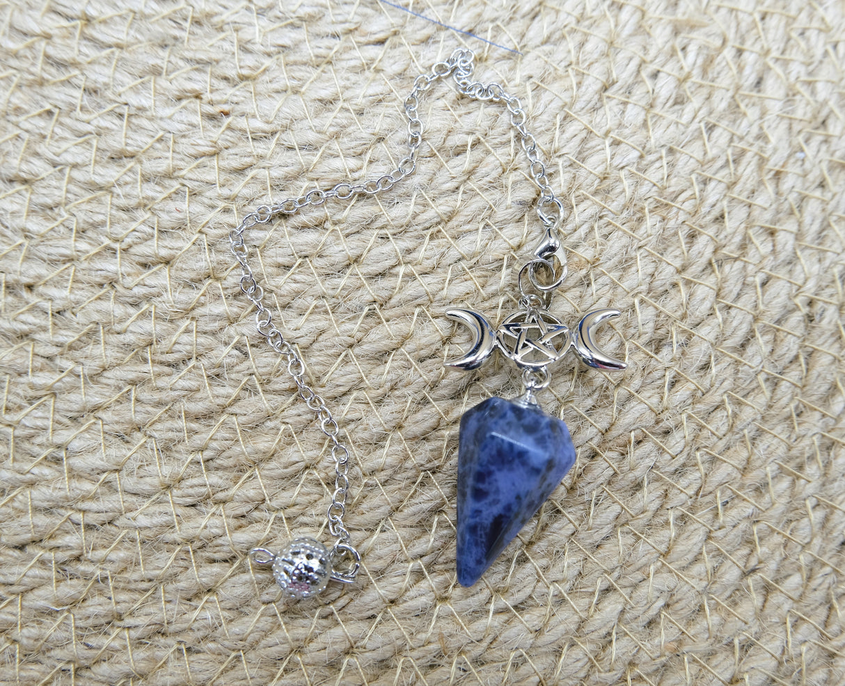 Triple Moon Goddess Sodalite Pendulum