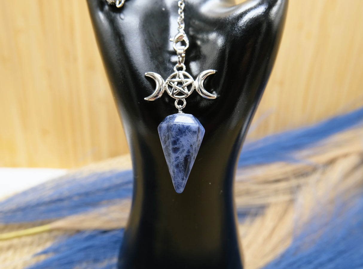Triple Moon Goddess Sodalite Pendulum