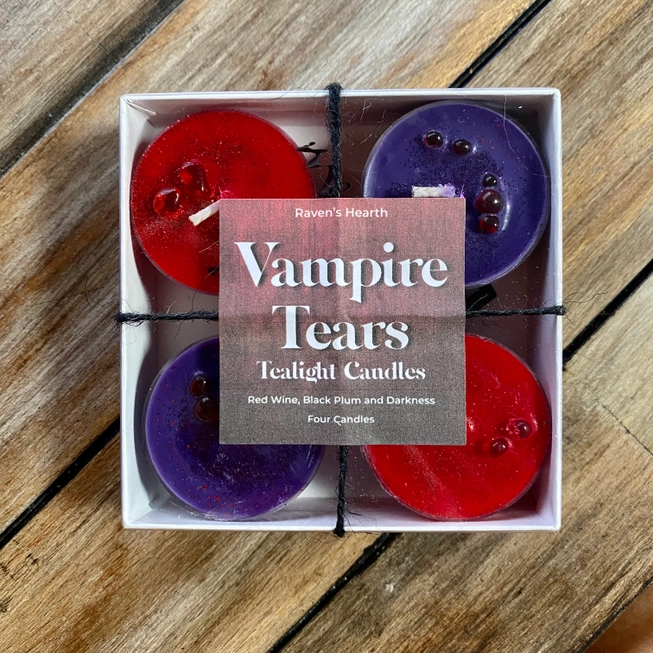 Vampire Tears Tealight Candles | Red Wine, Black Plum, and Darkness | Vegan | Soy Candles
