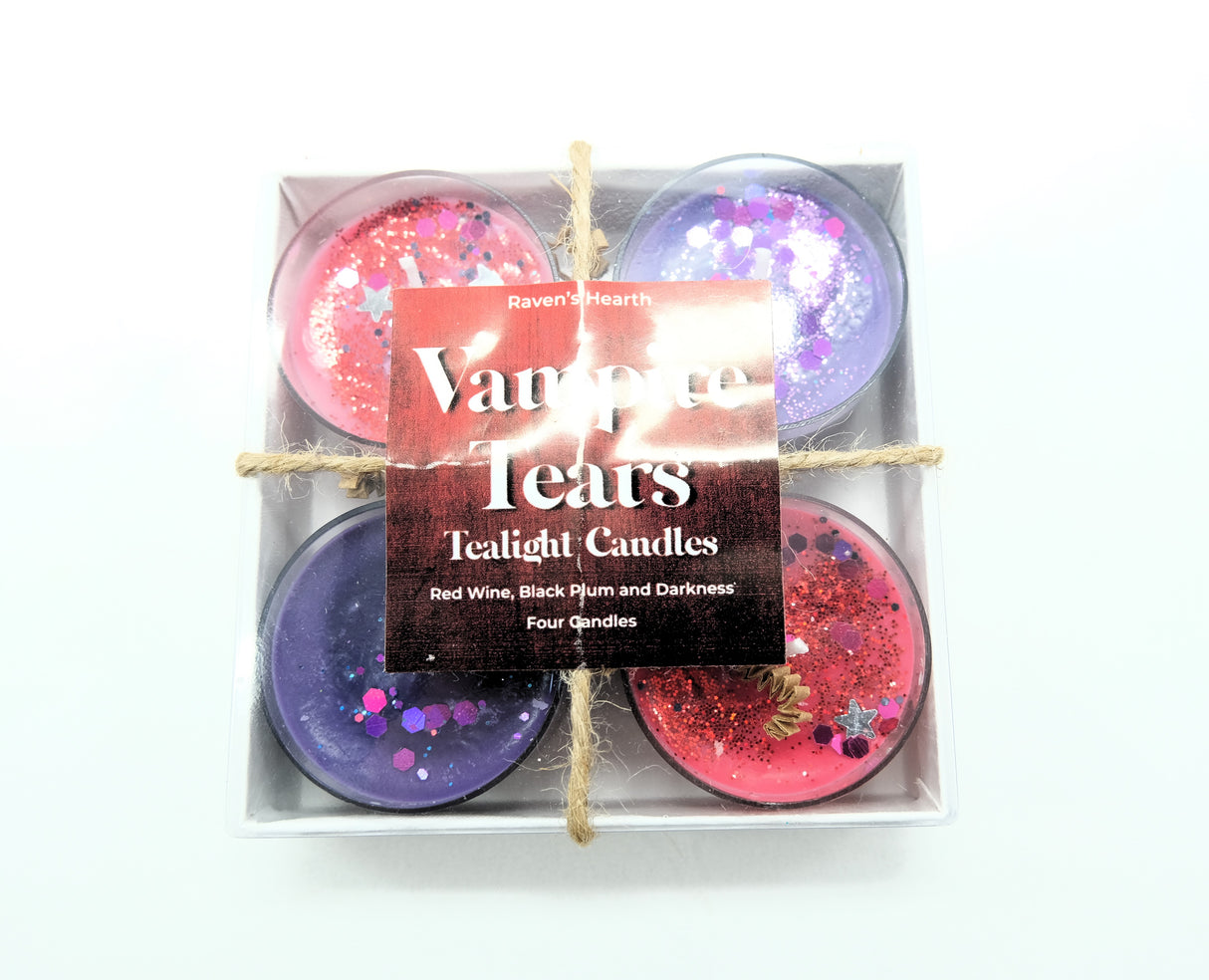 Vampire Tears Tealight Candles | Red Wine, Black Plum, and Darkness | Vegan | Soy Candles