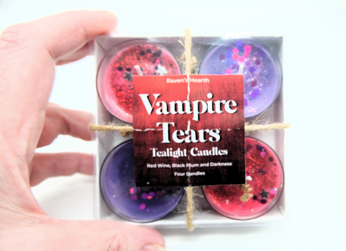 Vampire Tears Tealight Candles | Red Wine, Black Plum, and Darkness | Vegan | Soy Candles