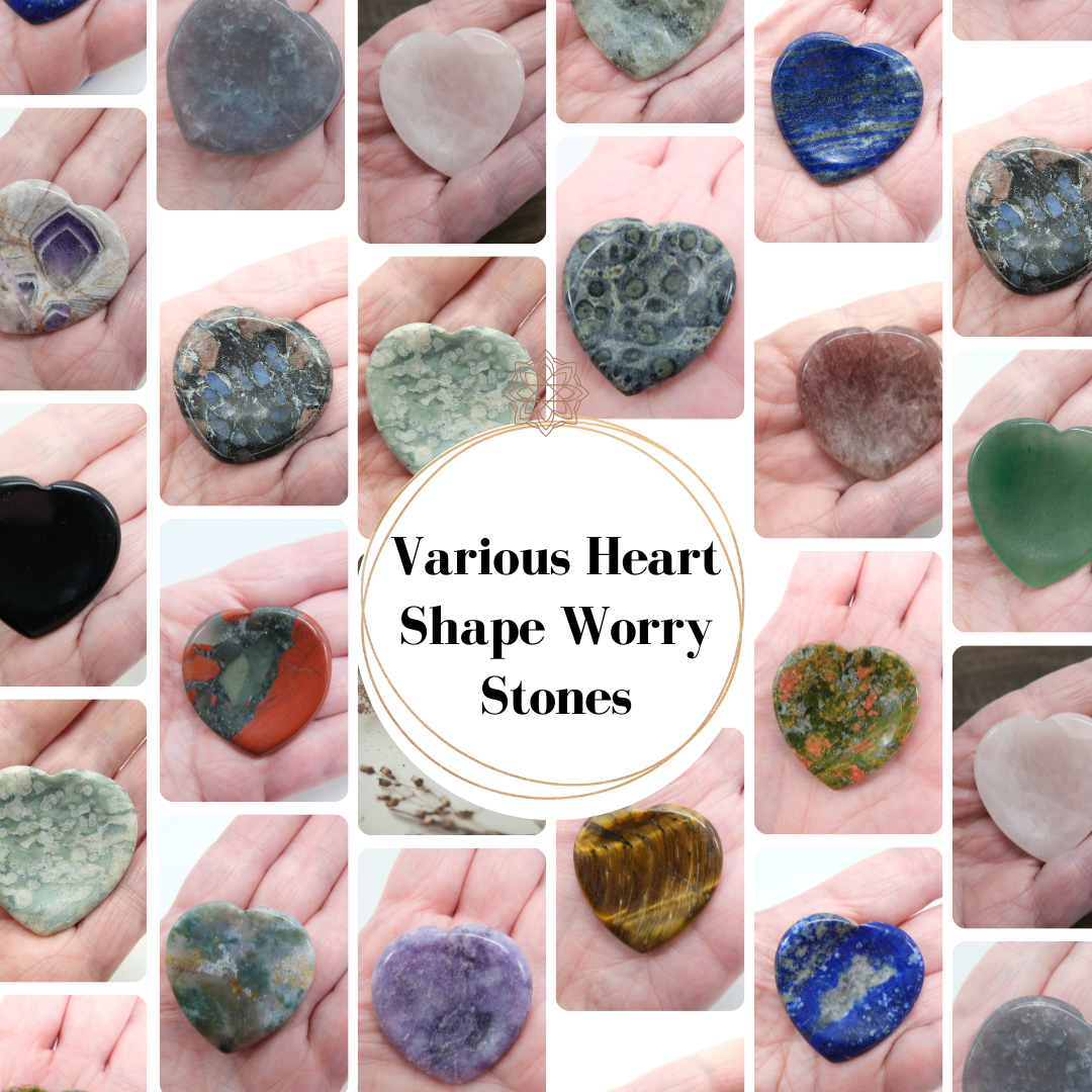 Various Heart Shaped Worry Stones