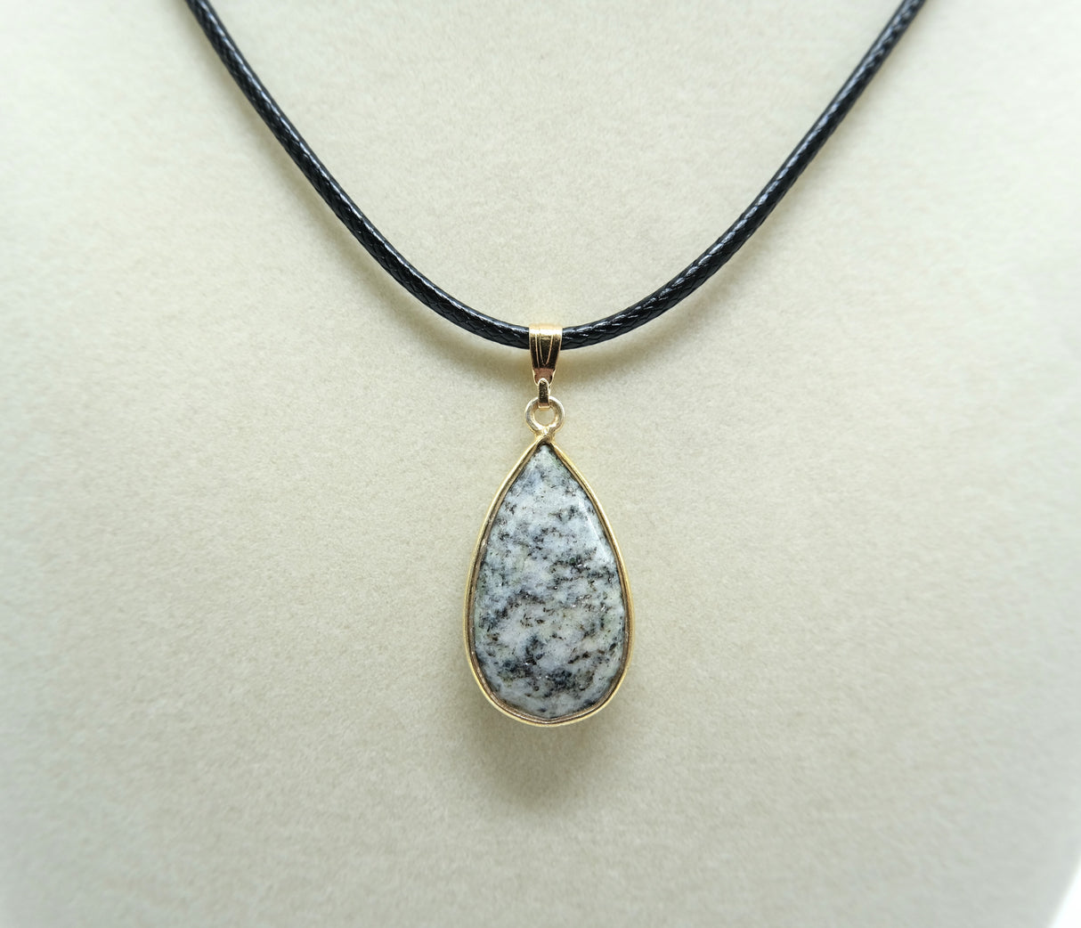 Azurite Granite K2 Vermeil Bezeled Pendant Necklace