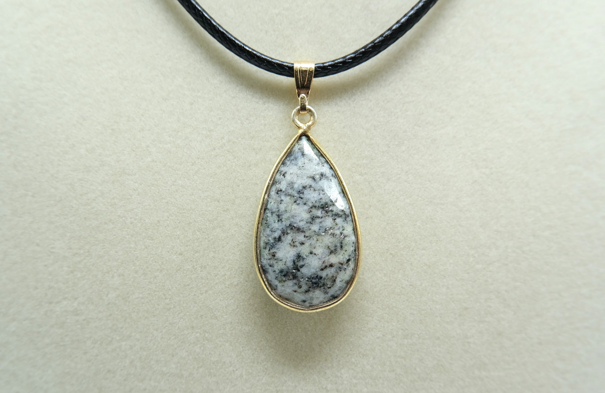 Azurite Granite K2 Vermeil Bezeled Pendant Necklace