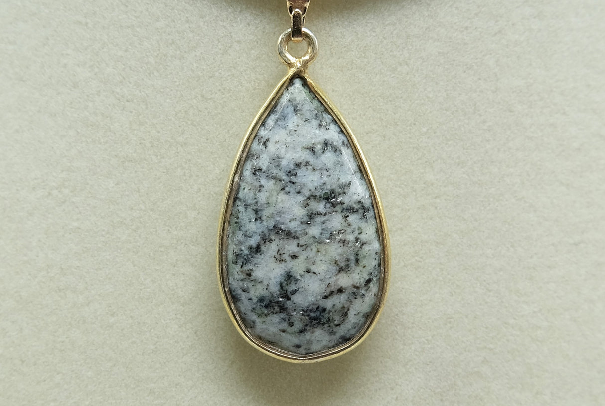 Azurite Granite K2 Vermeil Bezeled Pendant Necklace