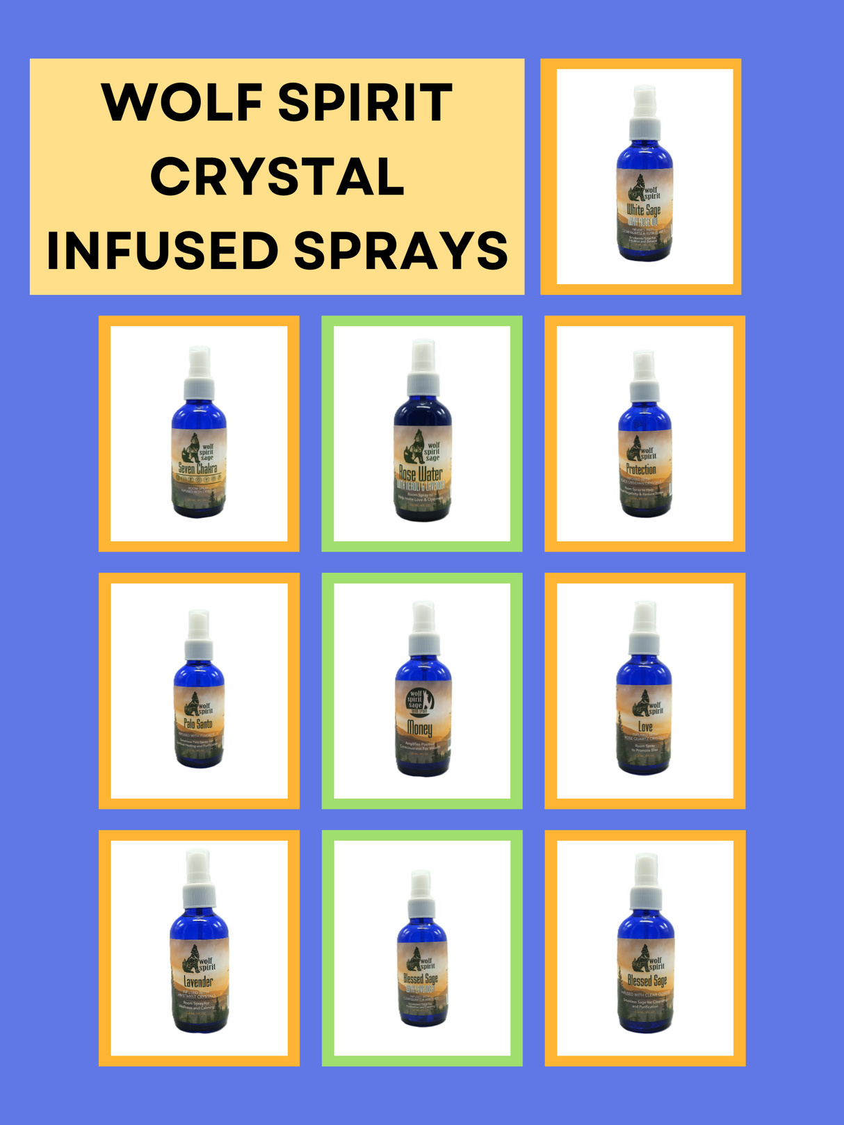 Wolf Spirit Blessed Room Sprays - Intention Spray - Many Varieties 4 oz