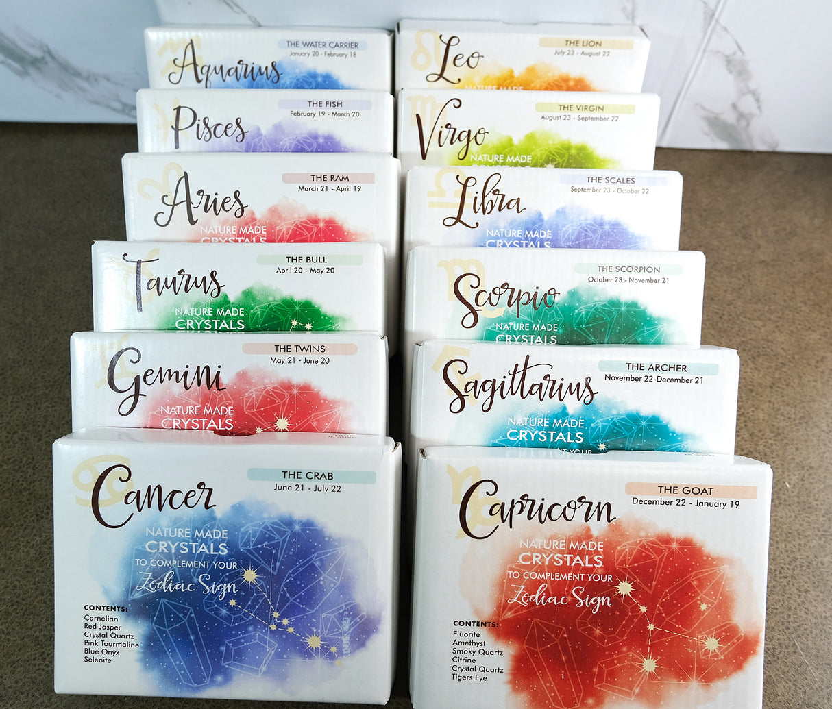 Zodiac Crystal Gift Set | Box of 6 Gemstones That Correspond With Your Zodiac Sign