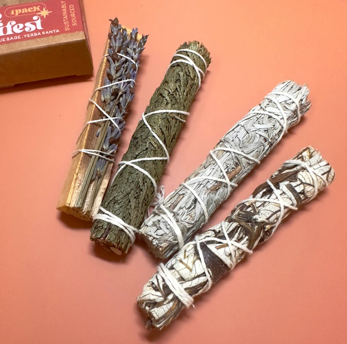 Cleanse and Manifest Mini Smudge Kit 4 pack | Palo Santo, Cedar, Blue Sage, Yerba Santa