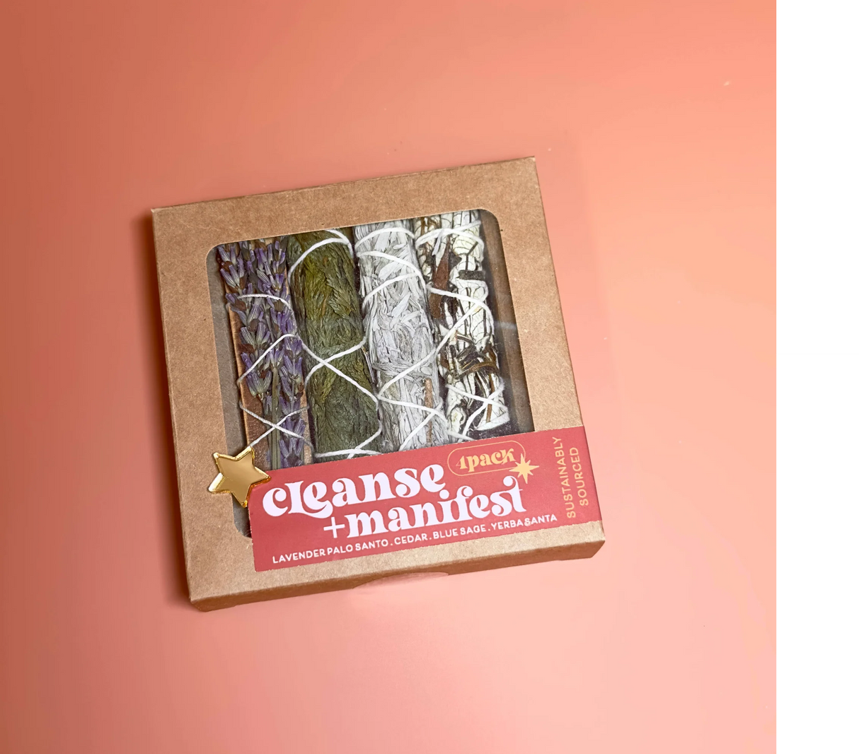 Cleanse and Manifest Mini Smudge Kit 4 pack | Palo Santo, Cedar, Blue Sage, Yerba Santa
