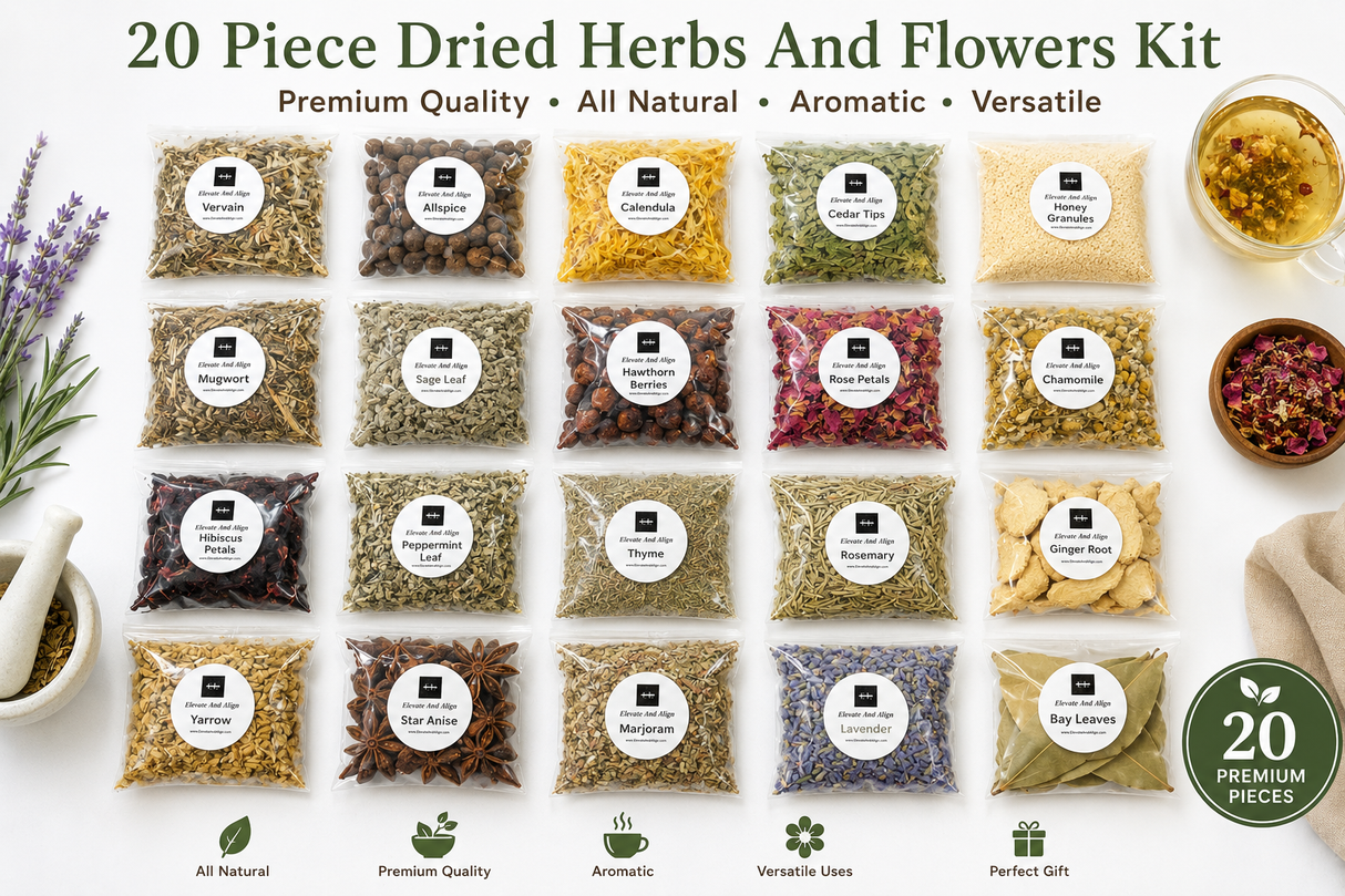 20 Piece Dried Herbs And Flowers Kit | Herbal Spell Kit | Potpourri Kit