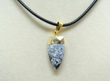 Gold Leafed Dendritic Opal Faceted Point Focal Pendant Necklace