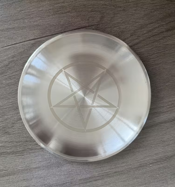 5.51" Silver Altar Plate with Pentagram