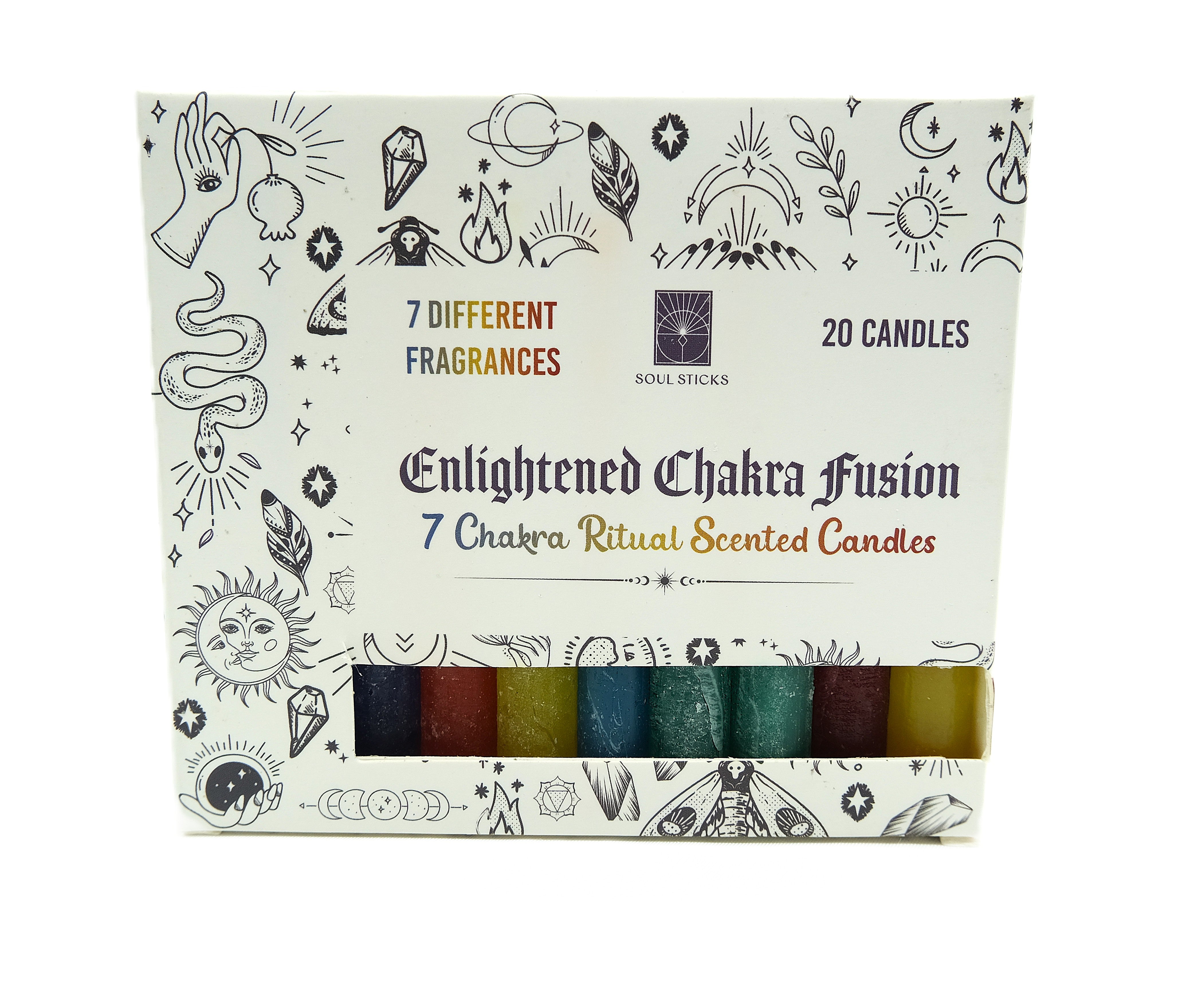 7 Chakras Scented Ritual Candles – Pack of 20