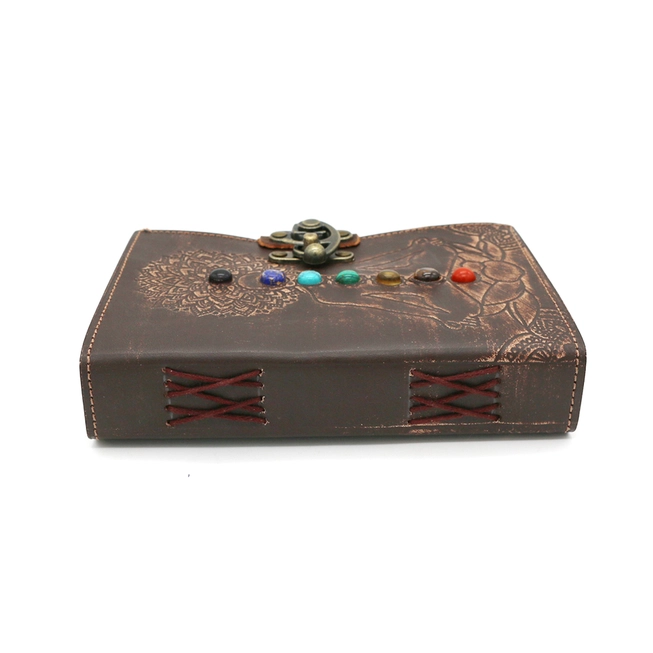7 Chakras with Bead Embossed Leather Blank Pages Journal | Spell Book | Journaling | Diary