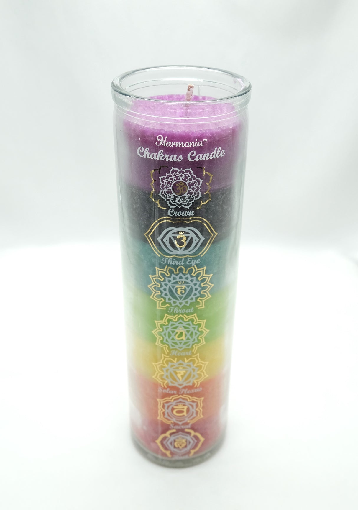 7 Color Chakra Glass Prayer Candle | 7 Day Prayer Candle | Regular or Reiki Infused