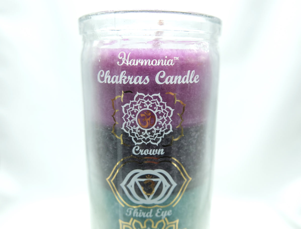 7 Color Chakra Glass Prayer Candle | 7 Day Prayer Candle | Regular or Reiki Infused