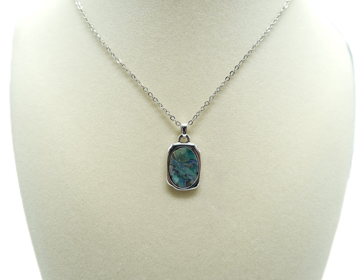 Abalone Shell Oval Necklace on adjustable 16 to 18 Inch Chain