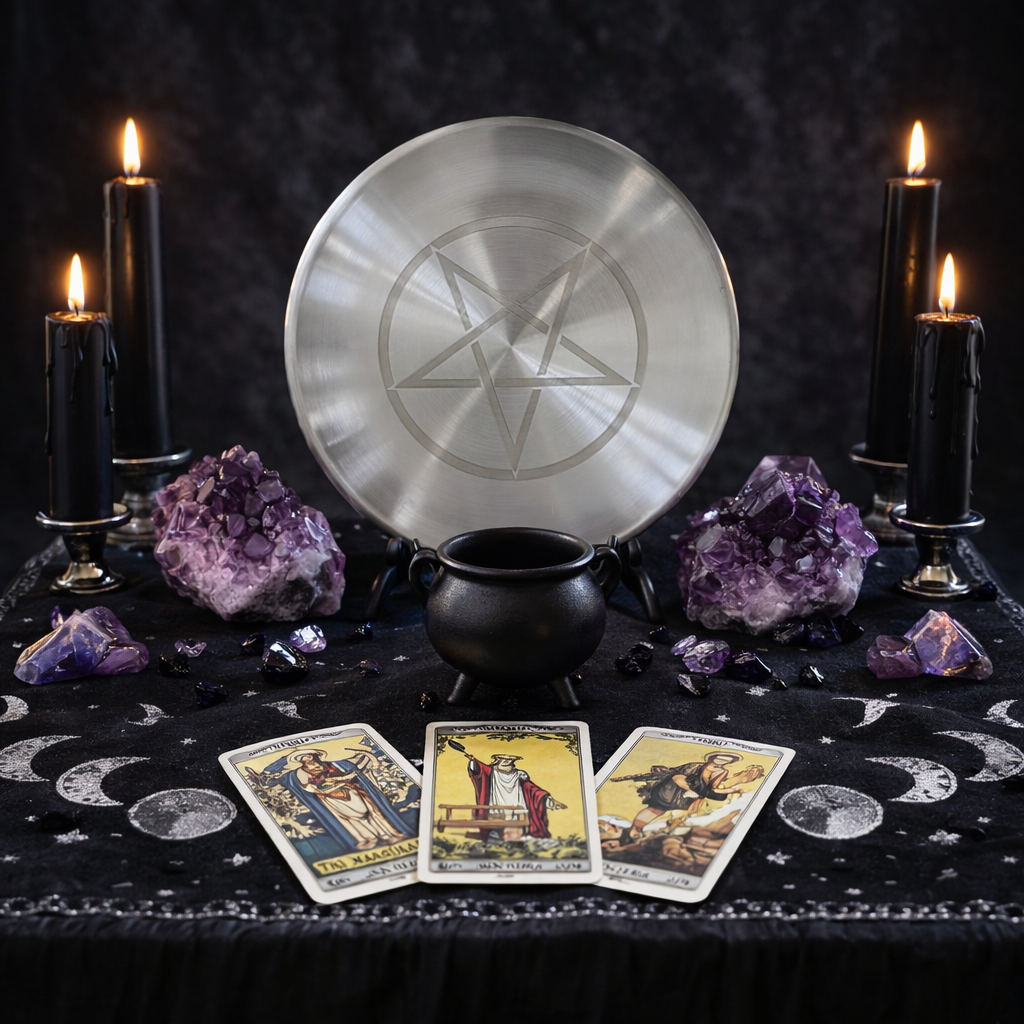 5.51" Silver Altar Plate with Pentagram