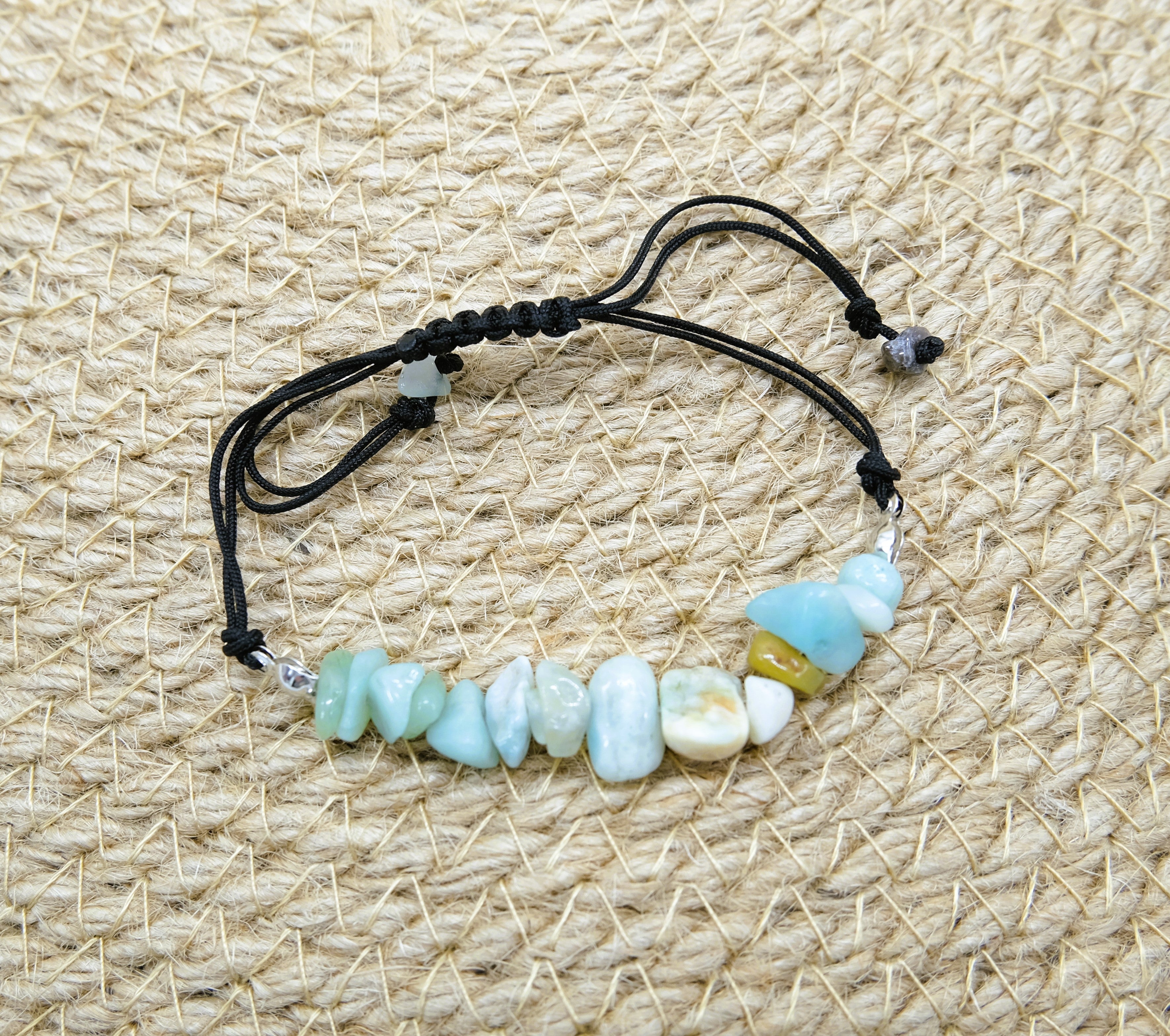 Amazonite Crystals Adjustable Braided Bracelet