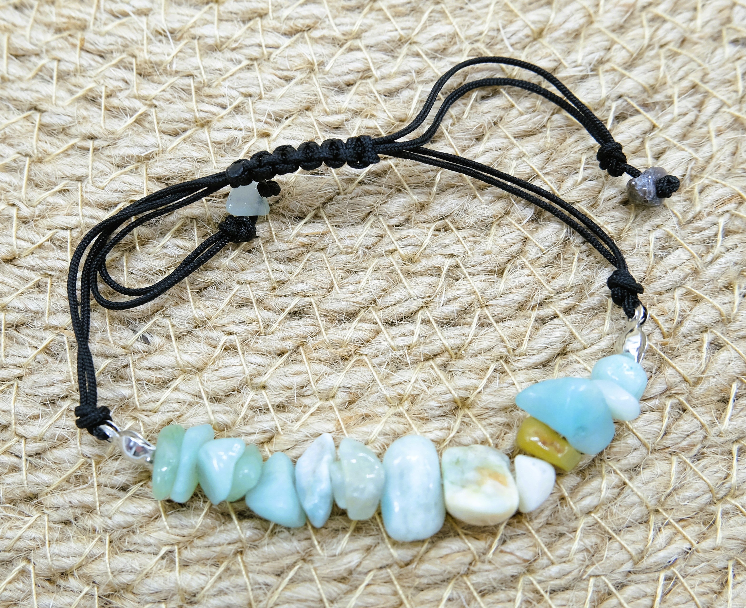 Amazonite Crystals Adjustable Braided Bracelet
