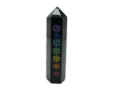 Black Obsidian Etched Obelisk Wand | Celestial or Chakra Crystal Tower