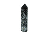 Black Obsidian Etched Obelisk Wand | Celestial or Chakra Crystal Tower