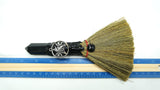 Crystal Witch Broom Besom, Obsidian with Crow Or Jasper with Dreamcatcher