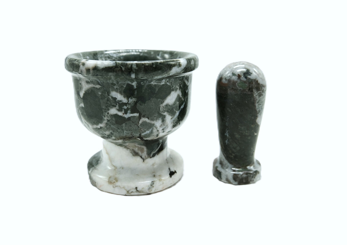 Marble Mortar & Pestle – Black & White or Red & White – 2.5″